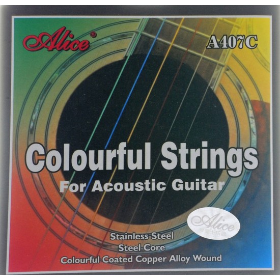 Kolorowe struny Alice A407C do gitary akustycznej