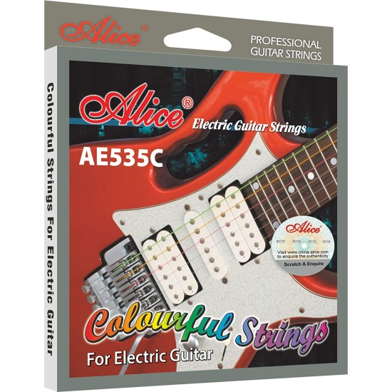 Kolorowe struny Alice AE535C do gitary elektrycznej